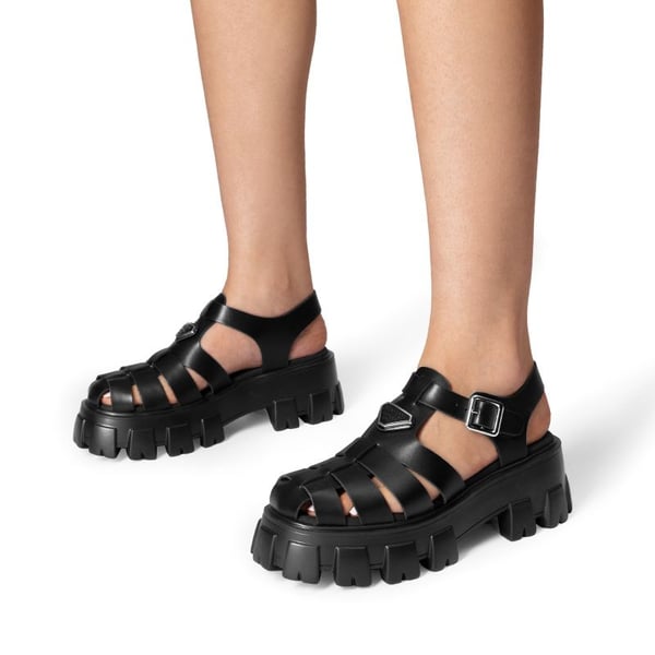 Lug Sole Platform Sandals - BLACK-PU - 1